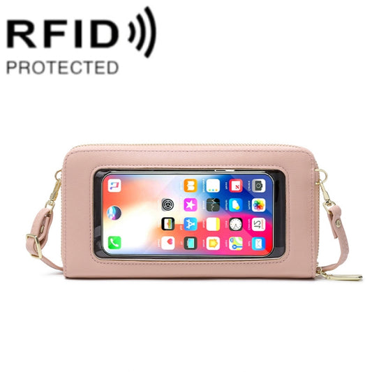1665 RFID Anti-magnetic Anti-theft Touch Screen Cross-Body Phone Bag Card Holder, Black, Orange, Red Wine, Grey, Royal Blue, Pink