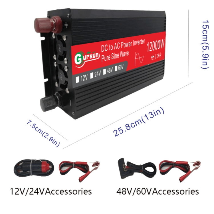Gurxun 12000W High Power Household Car Sine Wave Inverter, 12000W 12V To 220V, 12000W 24V To 220V, 12000W 60V To 220V, 12000W 12V To 110V, 12000W 48V To 220V