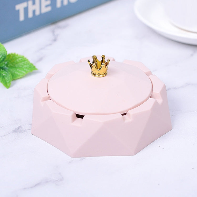 Stainless Steel Liner Ashtray With Cover Crown Home Decoration