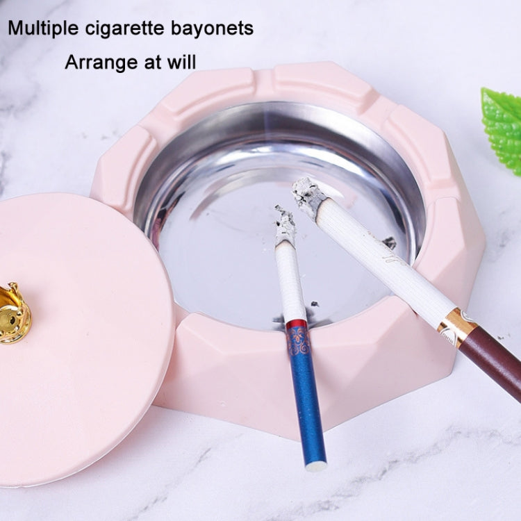 Stainless Steel Liner Ashtray With Cover Crown Home Decoration