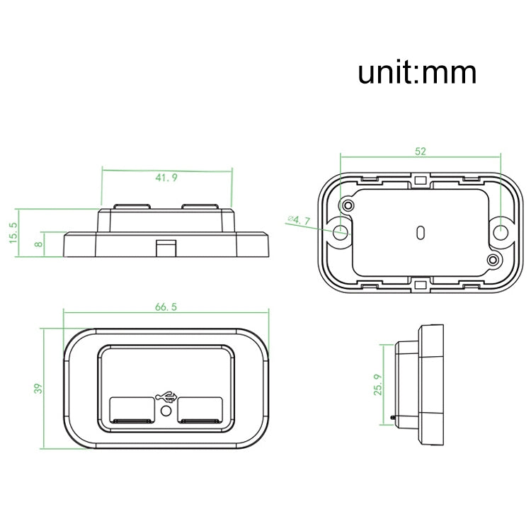 4.8A Punch-Free Automatic Spring Cover RV Bus Modified Dual USB Car Charger