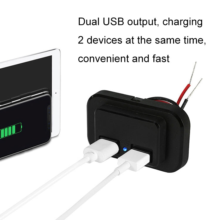 4.8A Punch-Free Automatic Spring Cover RV Bus Modified Dual USB Car Charger