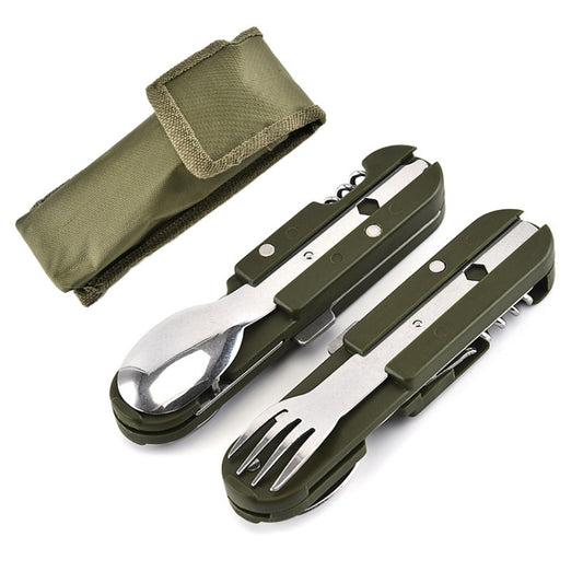 Outdoor Camping Tableware Stainless Steel Folding Knife Fork and Spoon Combination Tableware