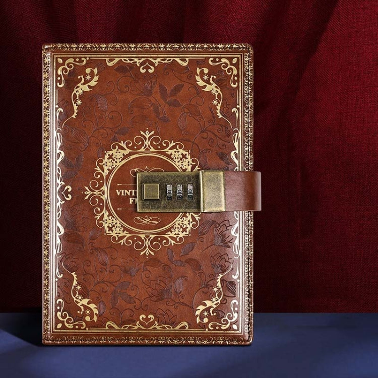 B6 PU Leather Retro Password Book With Lock Diary Hand Book