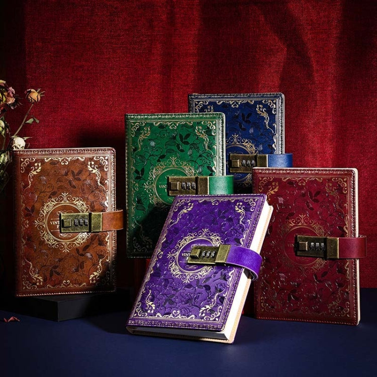 B6 PU Leather Retro Password Book With Lock Diary Hand Book