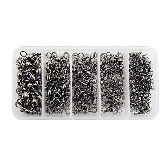 115 PCS / Box Bottle-Shaped Three-Pronged Swivel Stainless Steel Fishing Character Ring