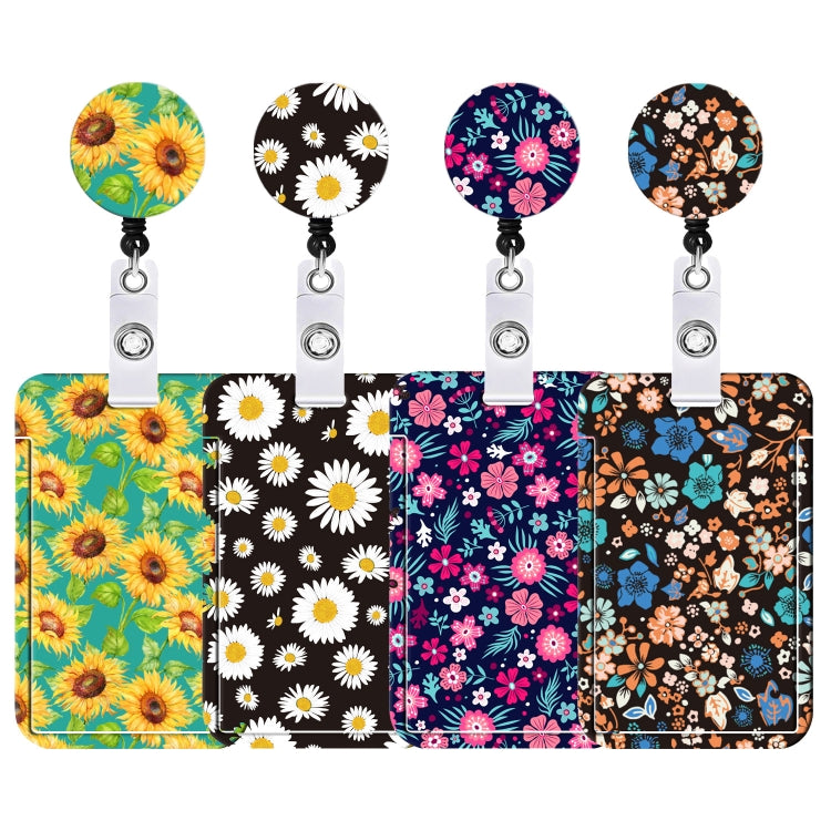 Floral Adjustable Retractable Card Holder Name Badge Work Bank Credit Card Sleeve