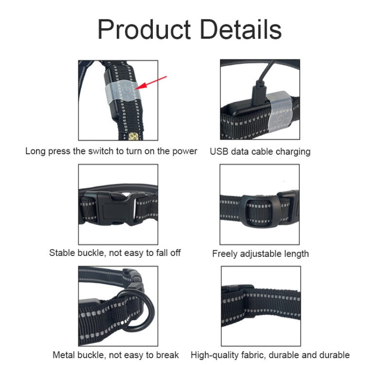 LED Rechargeable Wear-resistant and Waterproof Pet Lighting Collar, Size: