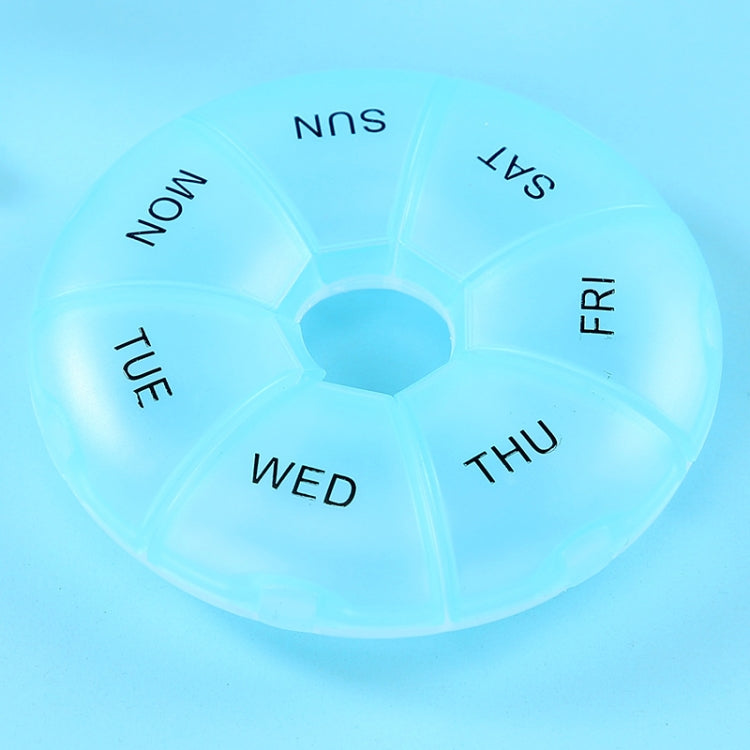 2 PCS Round 7 Days Rainbow Color Portable Pill Box Plastic Seven Grid