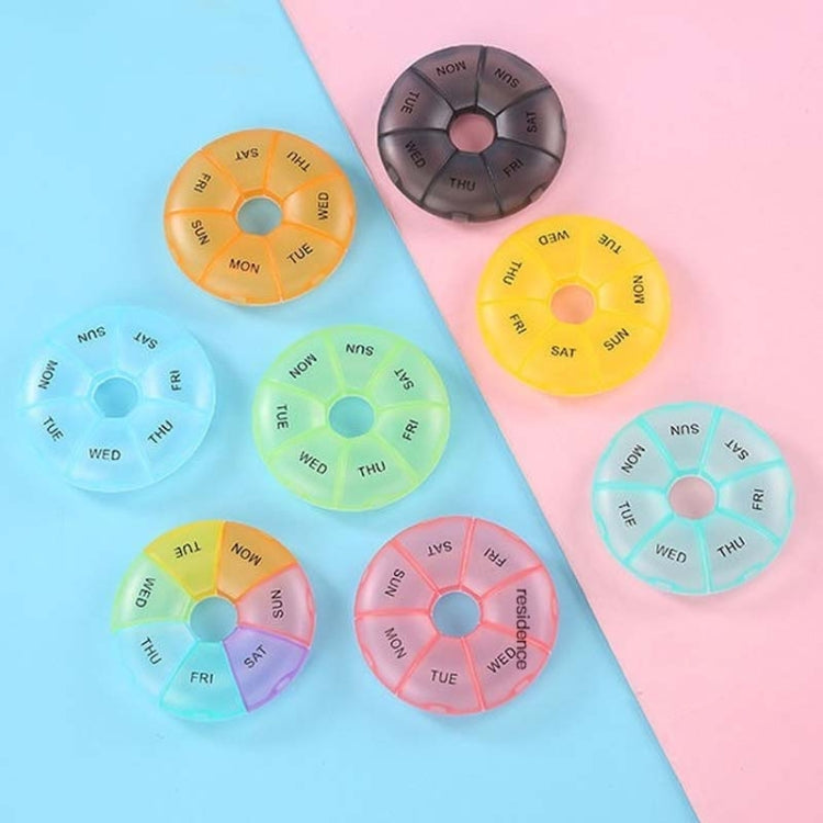 2 PCS Round 7 Days Rainbow Color Portable Pill Box Plastic Seven Grid