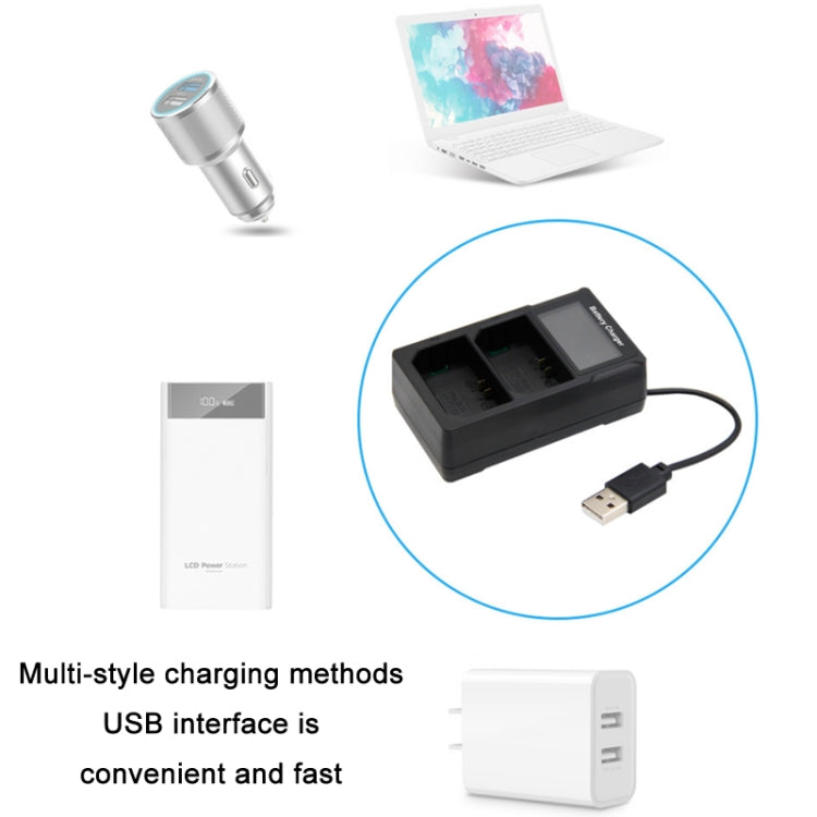 USB LCD Screen Dual Charge Camera Battery Charger