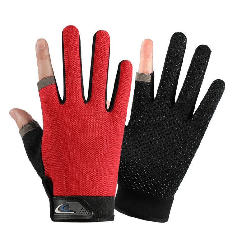 1 Pair QX0008 Outdoor Sunscreen Non-Slip Exposed Two-Finger Fishing Gloves