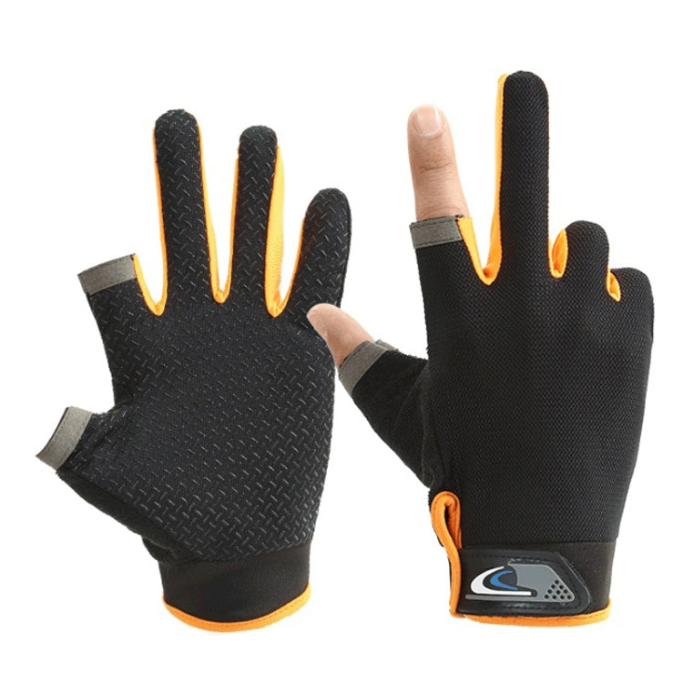 1 Pair QX0008 Outdoor Sunscreen Non-Slip Exposed Two-Finger Fishing Gloves