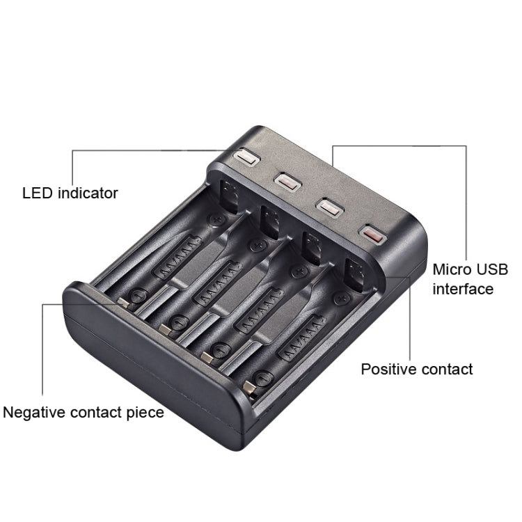 BMAX BH-804U 1.2V AA/AAA Rechargeable Battery Independent 4 Slot USB Charger