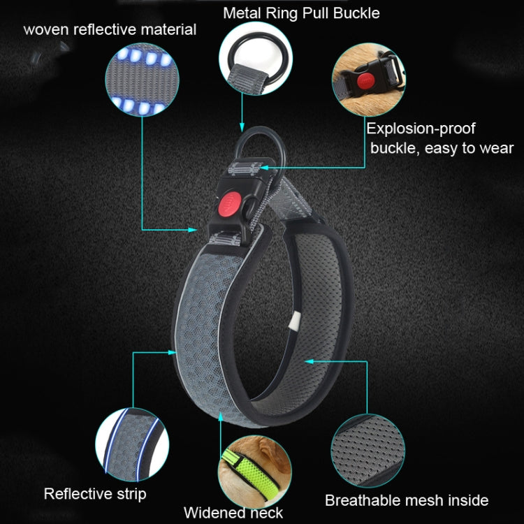 Honeycomb Net Dog Collar Neck Collar Breathable Reflective Anti-Strangle Collar