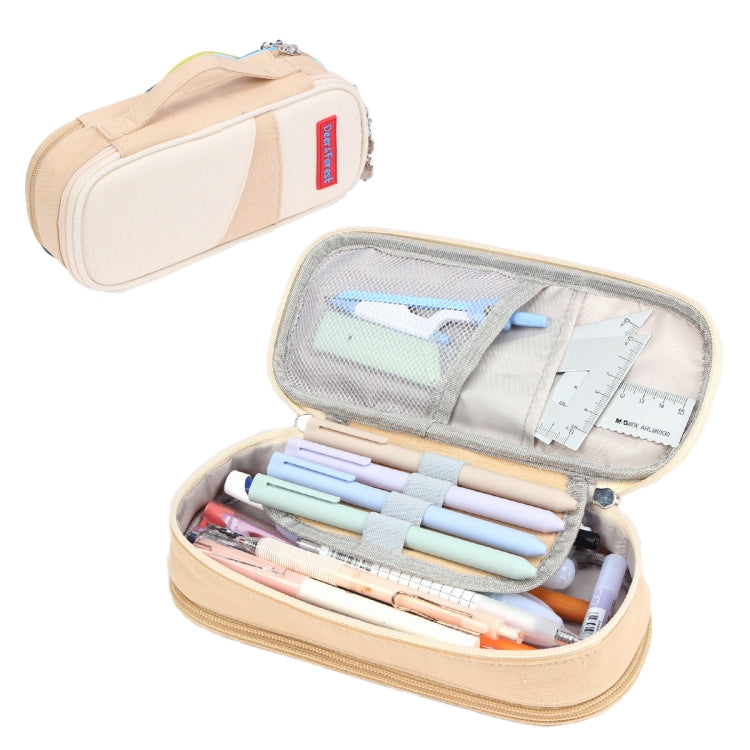 Deer Forest BL-A003 Macaron Large-capacity Double-layer Canvas Pencil Case Stationery Box