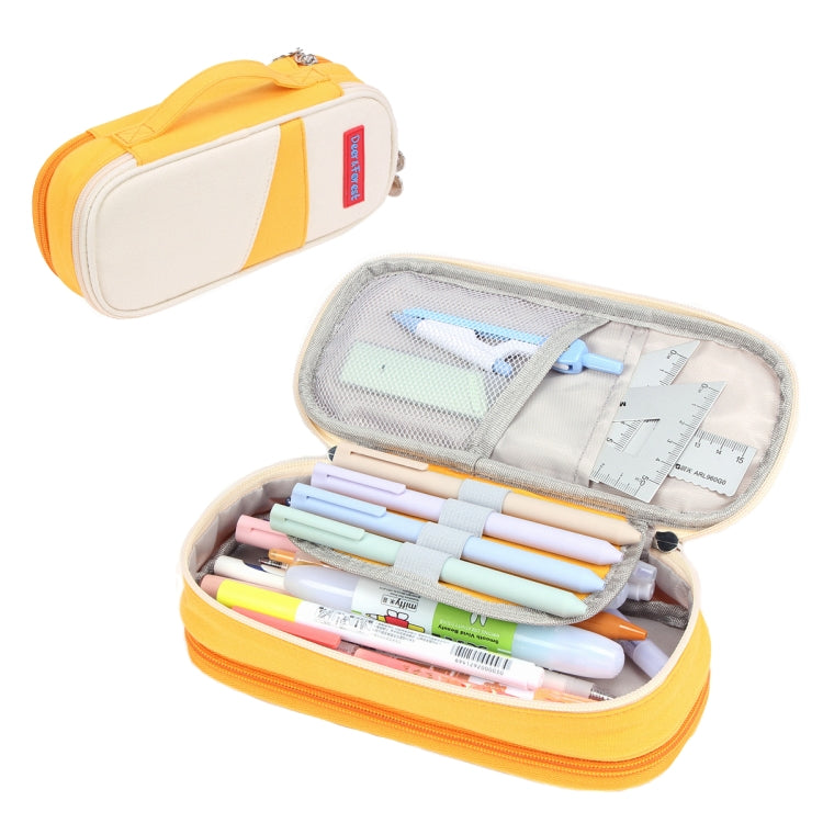 Deer Forest BL-A003 Macaron Large-capacity Double-layer Canvas Pencil Case Stationery Box