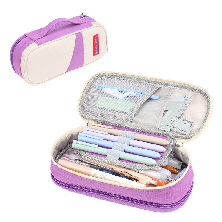 Deer Forest BL-A003 Macaron Large-capacity Double-layer Canvas Pencil Case Stationery Box
