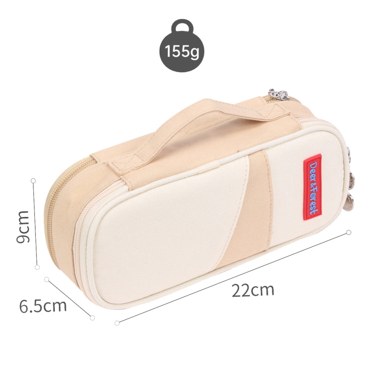 Deer Forest BL-A003 Macaron Large-capacity Double-layer Canvas Pencil Case Stationery Box