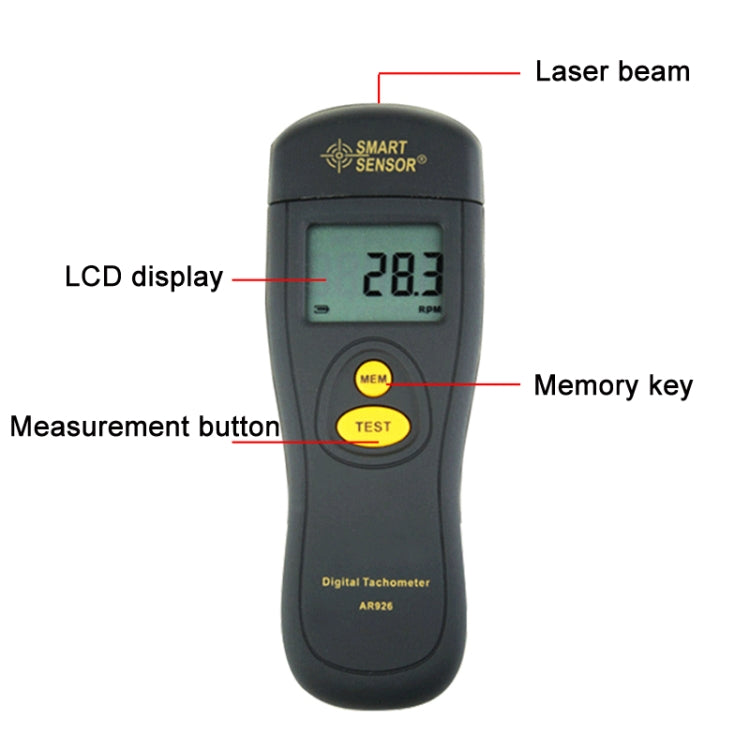 Smart Sensor AR926 LED Display Photoelectric Speed Detection Meter