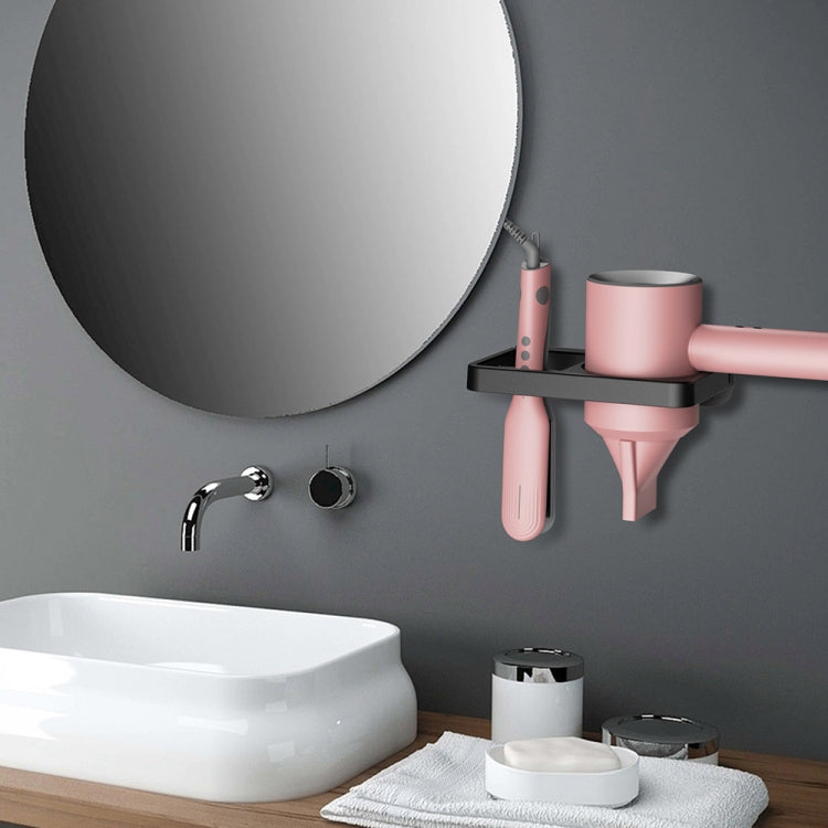 2-in-1 Hair Dryer Wall Mount Bracket Bathroom Shelf
