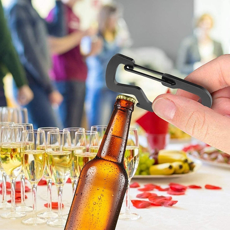 Outdoor Multifunctional Stainless Steel D-Type Carabiner Bottle Opener