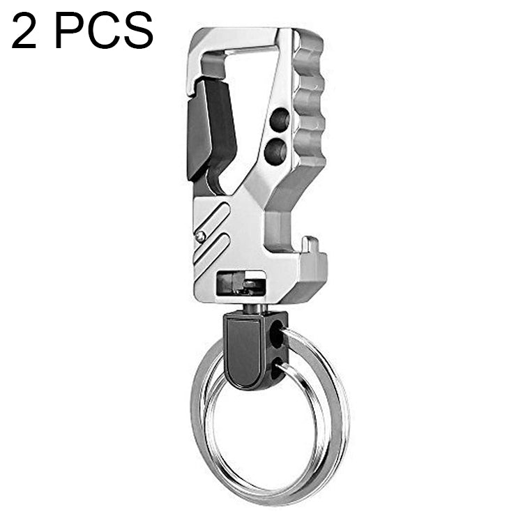 2 PCS QP-131 Multifunctional Double Ring Car Keychain Bottle Opener Carabiner