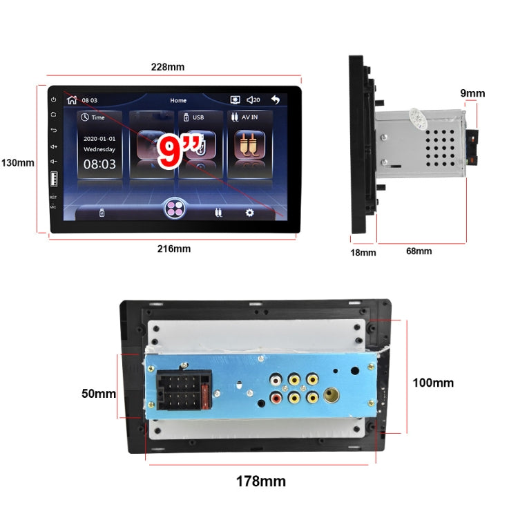 Q3570 9 inch Carplay Single Spindle MP5 Player, Style: