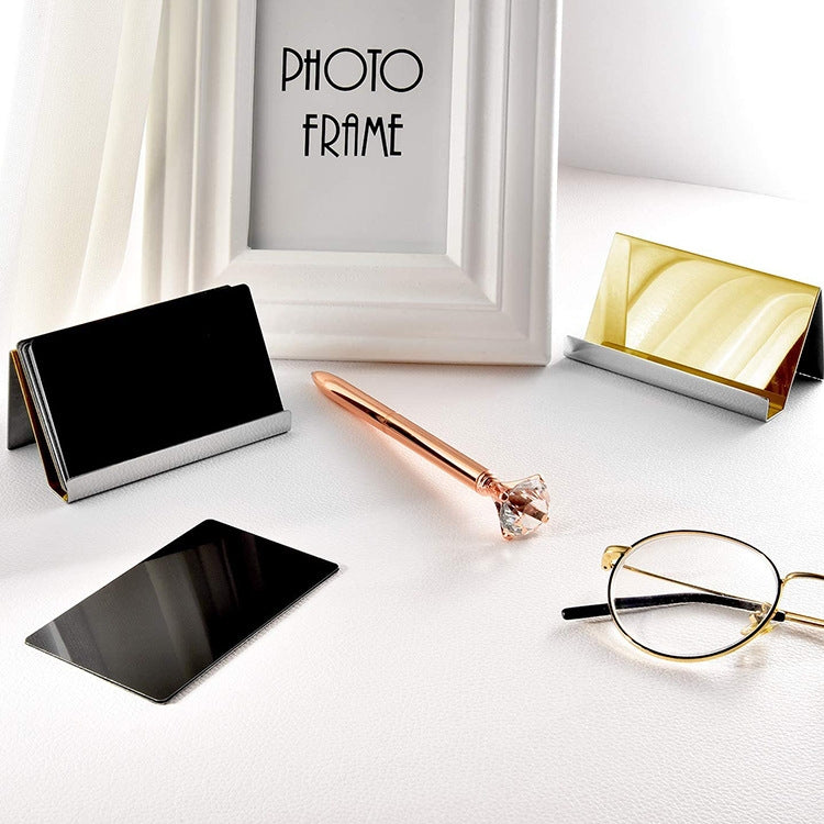 ZT7414 304 Stainless Steel Mirror Desktop Name Card Storage Rack