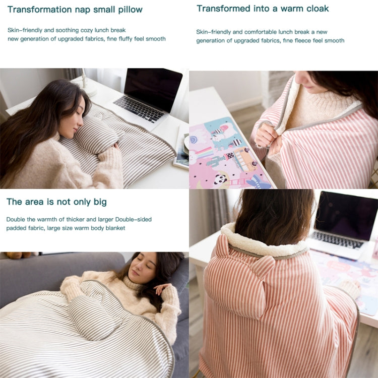 AI-540 72x115cm USB Body Warmer Blanket Office Heater Electric Heating Shawl, 72x115cm Pink Rabbit Stripes, 72x115cm Khaki Elk Stripes, 72x115cm Pink, 72x115cm Gray Cat Stripes