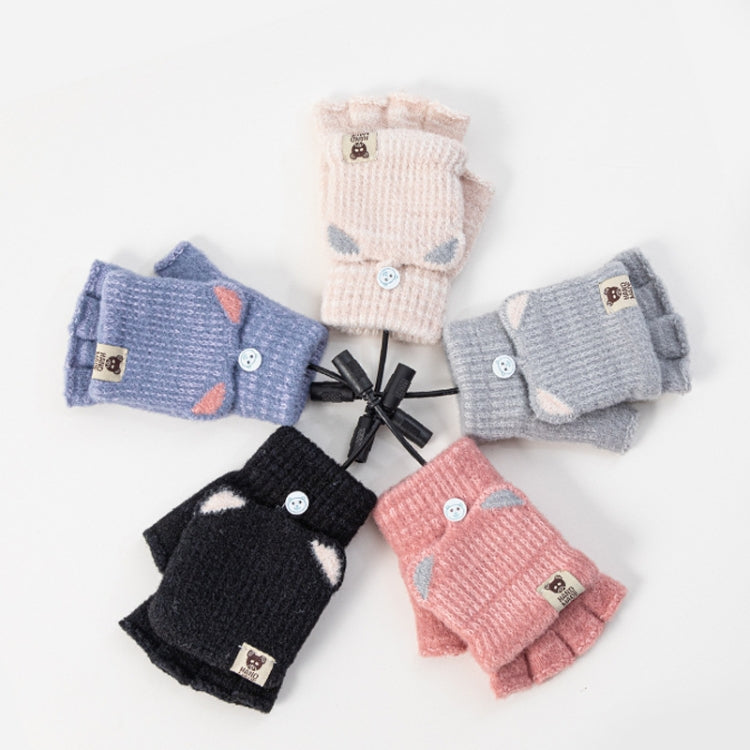 Winter Office USB Heating Warm Half Finger with Cover Gloves Heated Pad