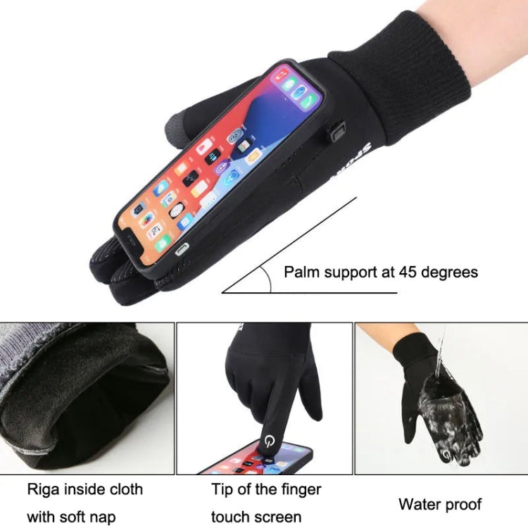 1 Pair With Velvet Waterproof Outdoor Cycling Cold and Wind-proof Warm Gloves