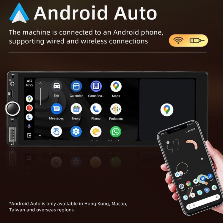 Car Radio Wireless Bluetooth Hands-Free Android Navigation