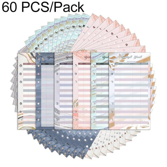 60 Sheets Cash Budget Card Loose-leaf Bookkeeping Replacement Core