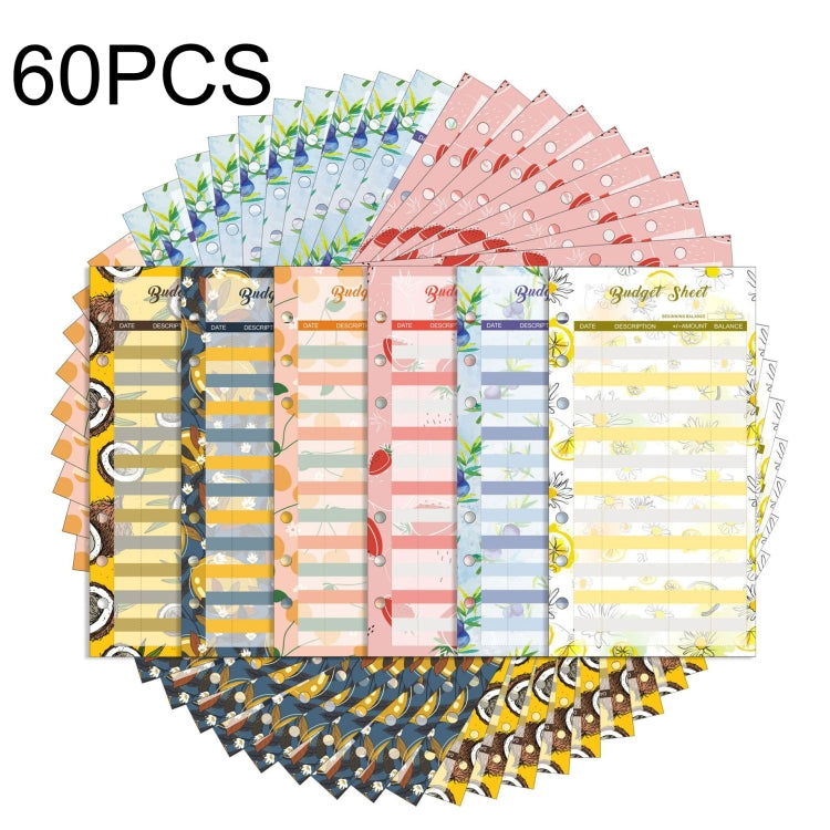 60 Sheets Cash Budget Card Loose-leaf Bookkeeping Replacement Core