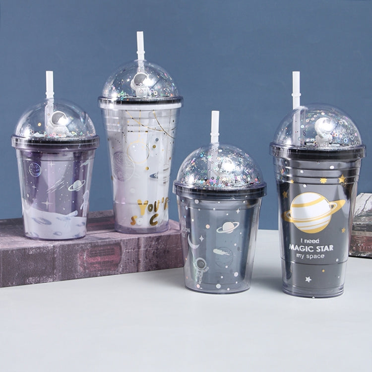 Double Star Plastic Cup Cartoon Water Cup With Straw