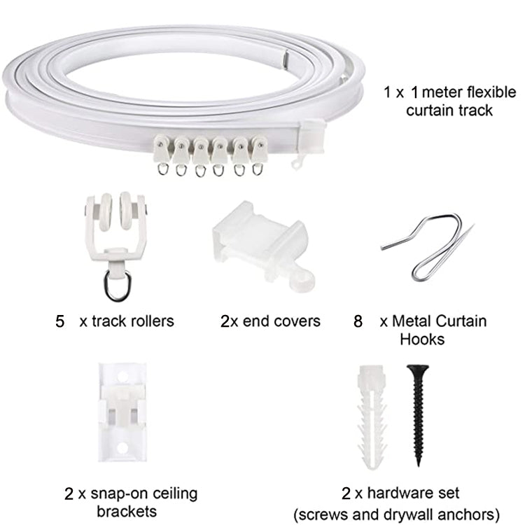 Model Steel Track Set Flexible Silent Slide Track Track with Hooks, Size: