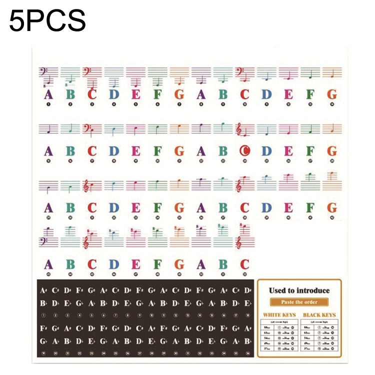 5PCS Children Piano Keyboard Color Stickers Musical Instrument Accessories