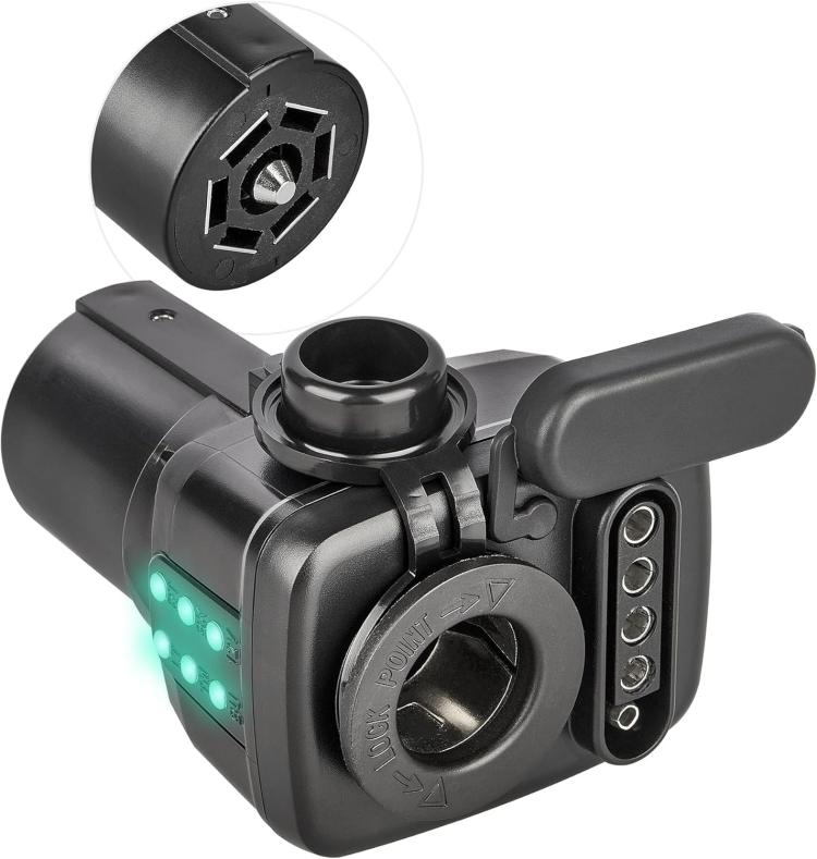 7 Pin to 12V Truck Cigarette Lighter Power Adapter with LED Circuit Tester