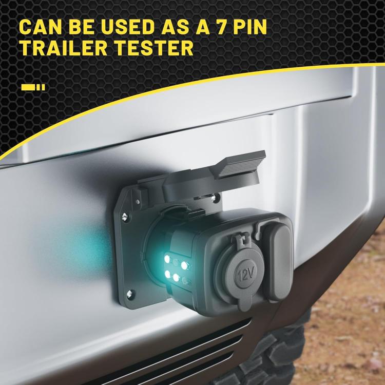 7 Pin to 12V Truck Cigarette Lighter Power Adapter with LED Circuit Tester