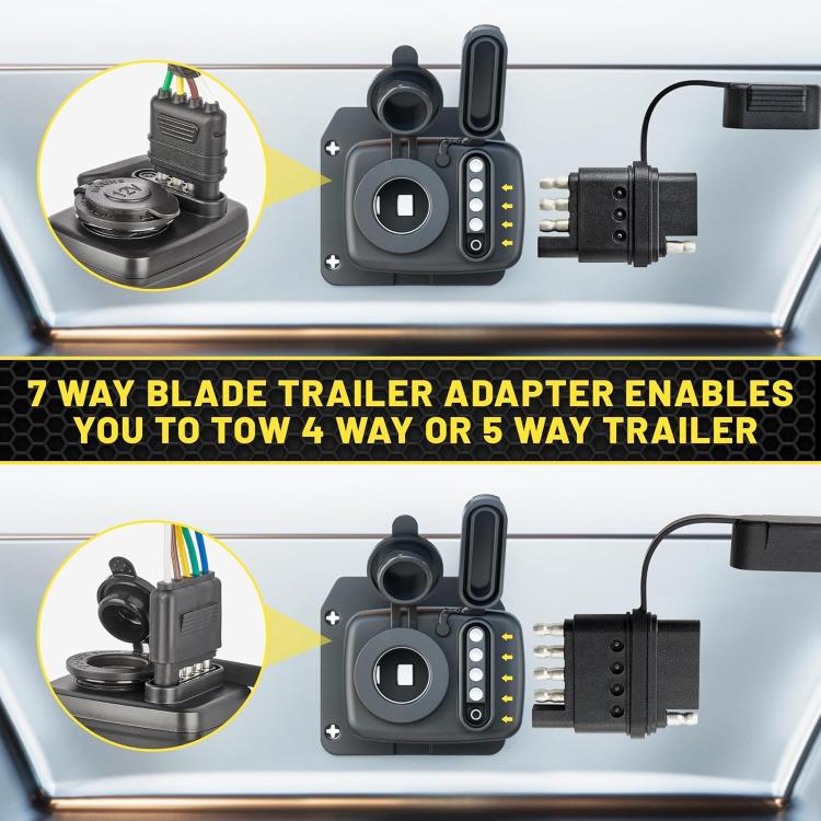 7 Pin to 12V Truck Cigarette Lighter Power Adapter with LED Circuit Tester