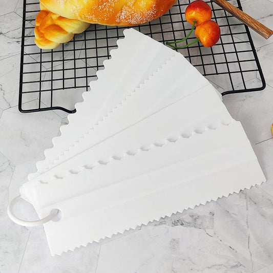 4 PCS / Set Plastic Cream Scraper PP Double Side Sawtooth Baked Cake Flattener, 4 PCS / Set White, 4 PCS / Set Yellow, 4 PCS / Set Sky Blue, 4 PCS / Set Pink