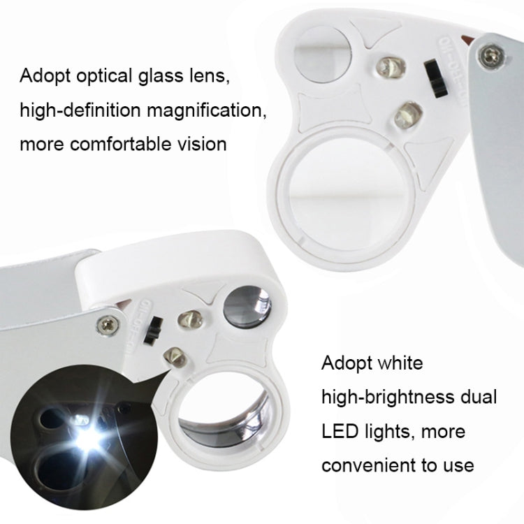 MG9889 30X-60X Mini Dual-Lens Craft Appreciation Magnifying Glass with LED Light