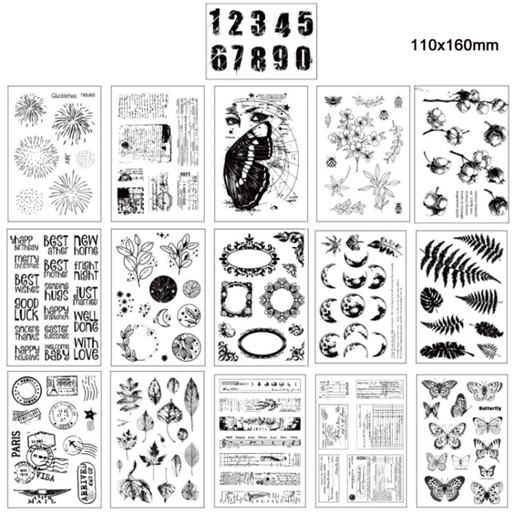 5 PCS Vintage Botanical Arrangement Handbook Clear Silicone Stamp