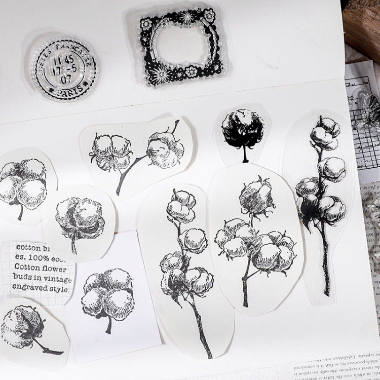 5 PCS Vintage Botanical Arrangement Handbook Clear Silicone Stamp