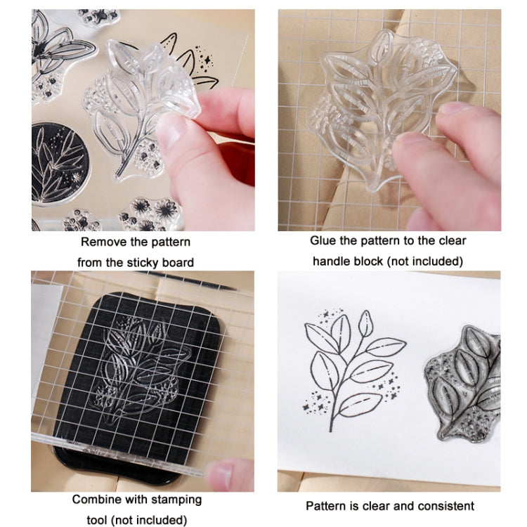 5 PCS Vintage Botanical Arrangement Handbook Clear Silicone Stamp