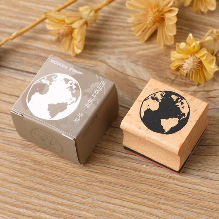 5 PCS DIY Vintage Nature Landscape Handbook Wooden Stamp