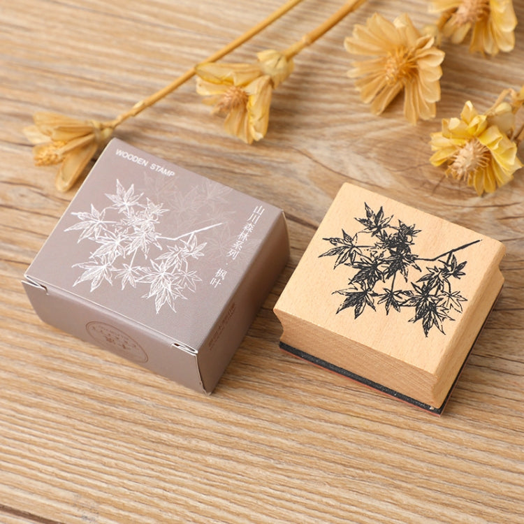 5 PCS DIY Vintage Nature Landscape Handbook Wooden Stamp