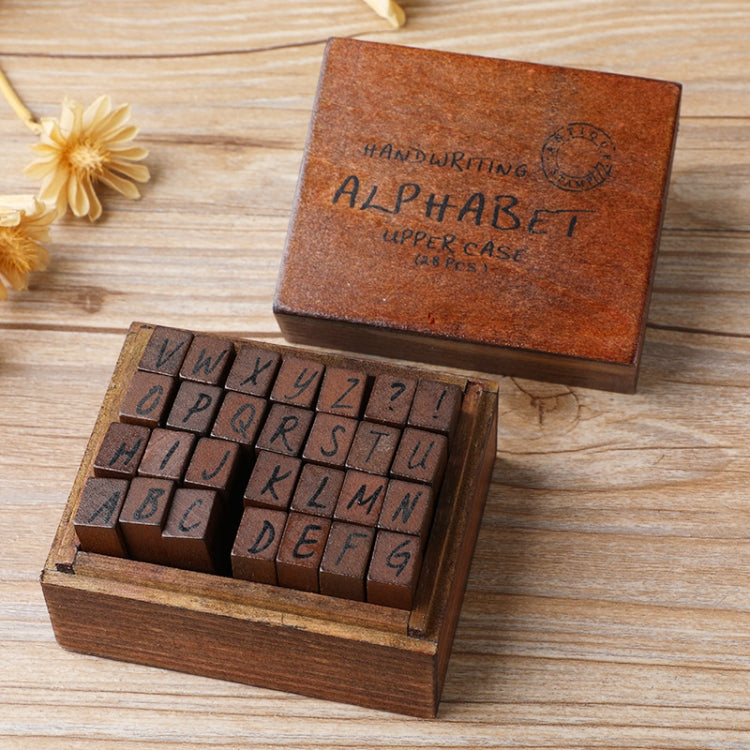E13 28PCS/Set Vintage Wooden Alphabet and Number Diary Handbook DIY Stamps