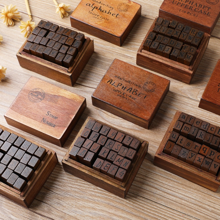 E13 28PCS/Set Vintage Wooden Alphabet and Number Diary Handbook DIY Stamps